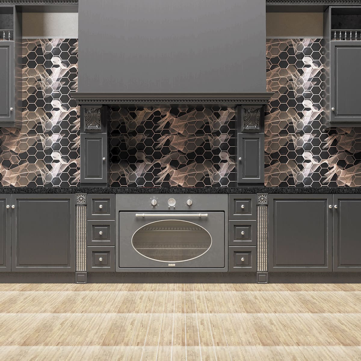 Панель ПВХ ГРЕЙС 973*492 10шт/уп Шестигранник Гравитация. Цена указана за 4,8 м²