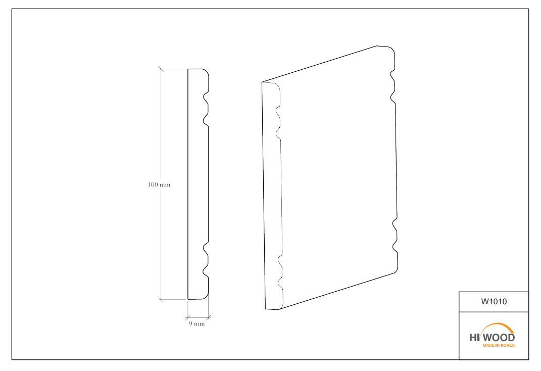 Молдинг из полистирола высокой плотности HI-WOOD W1010 100х9мм 2,0м