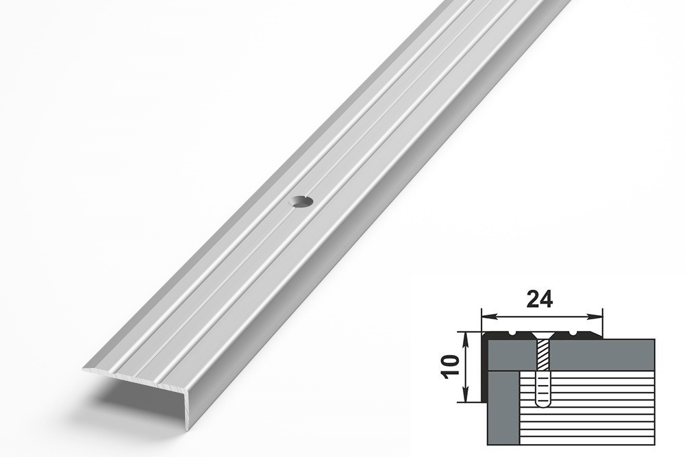 Порог угловой ПУ 01.1800.01л Серебро