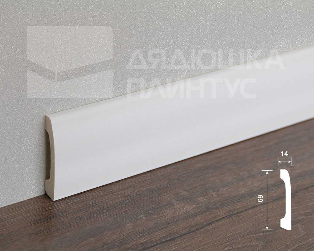 Плинтус из полистирола высокой плотности HI WOOD B70V2 69мм х 14мм х 2,0м.