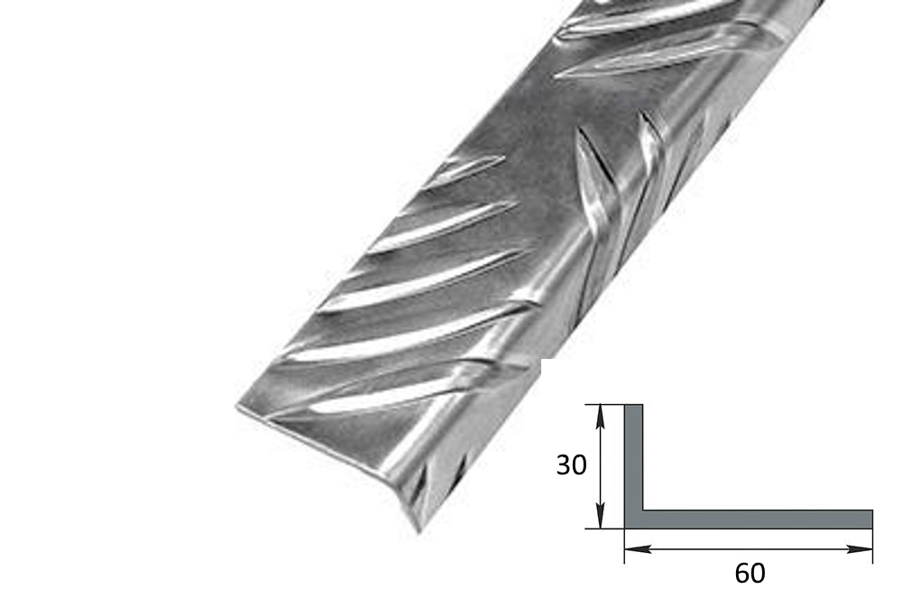 Угол рифлёный алюминиевый Укв 02.2000.500 60х30 мм