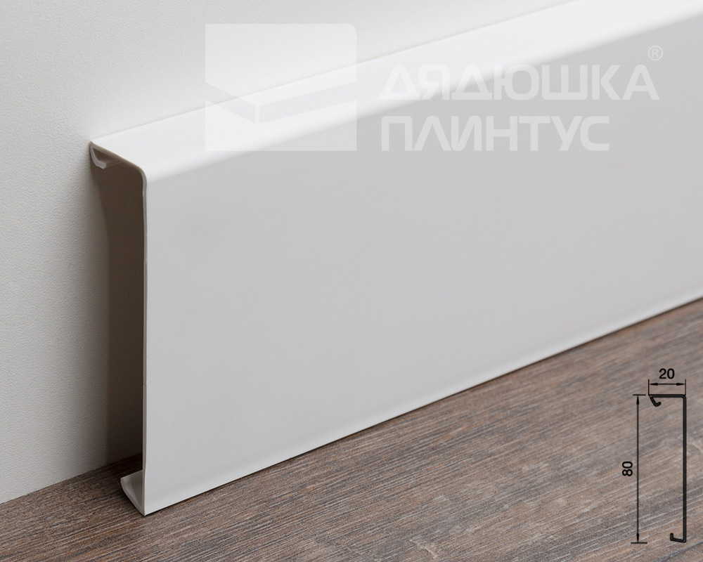 Крышка плинтусного кабельного канала GraceElectro, 20x80 мм, 2м. Белый